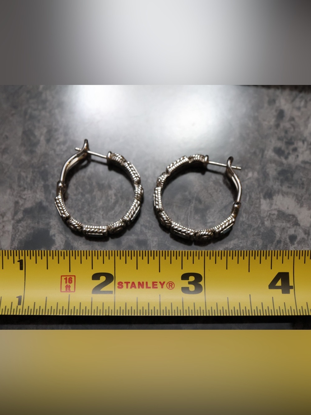 Judith Ripka hoops w blue stone accent - Picture 6 of 6